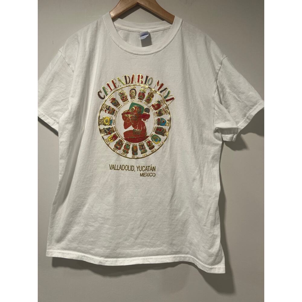 Vintage 80s 90s T-Shirt Yucatan, Mexico Mayan Calendar Size Large JL